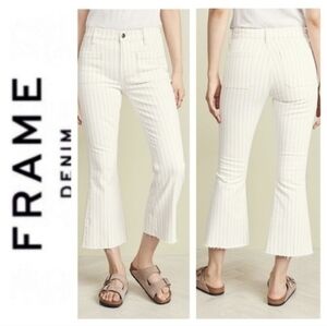 FRAME Denim Le Bardot High Flare Jeans 25 Striped Courtyard Indie  Boho Retro